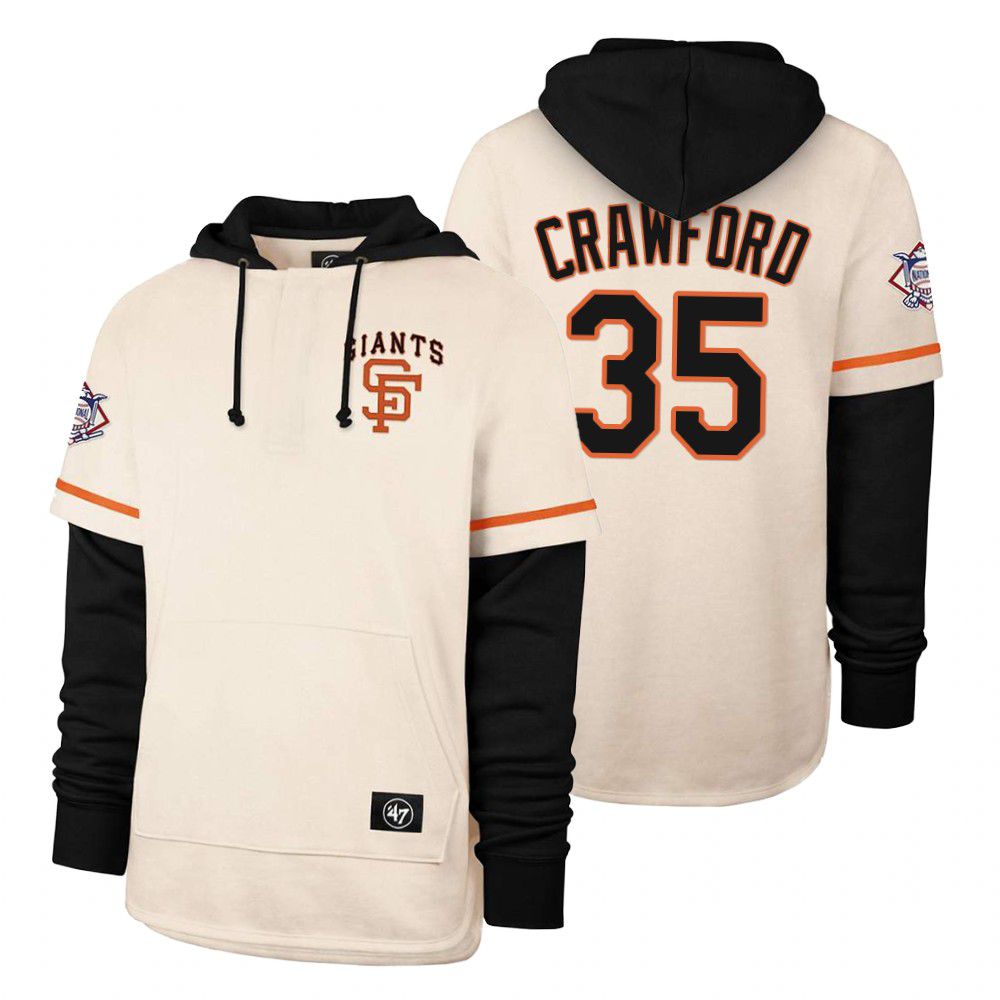 Men San Francisco Giants #35 Crawford Cream 2021 Pullover Hoodie MLB Jersey
